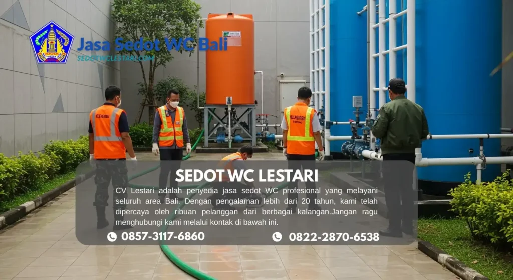 Teknisi Sedot WC Lestari Bali sedang menangani septic tank penuh