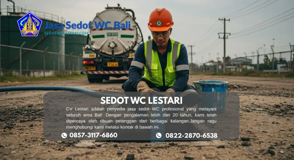 Petugas Sedot WC Lestari sedang membersihkan WC mampet di Bali