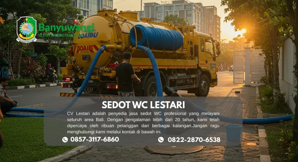 Teknisi Sedot WC Lestari sedang menangani WC mampet di Banyuwangi