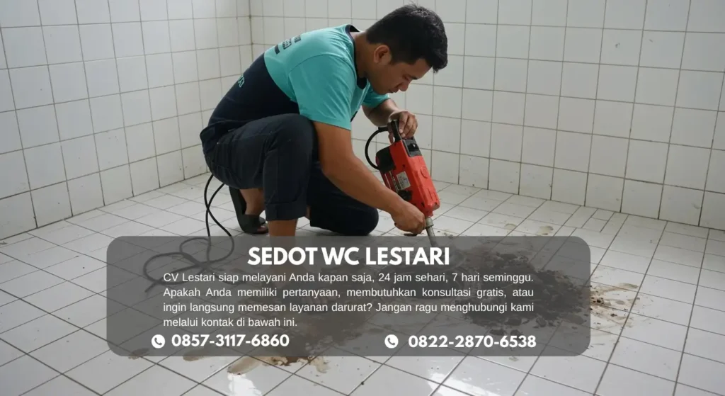 proses pembongkaran lantai untuk membuka septictank di rogojampi banyuwangi